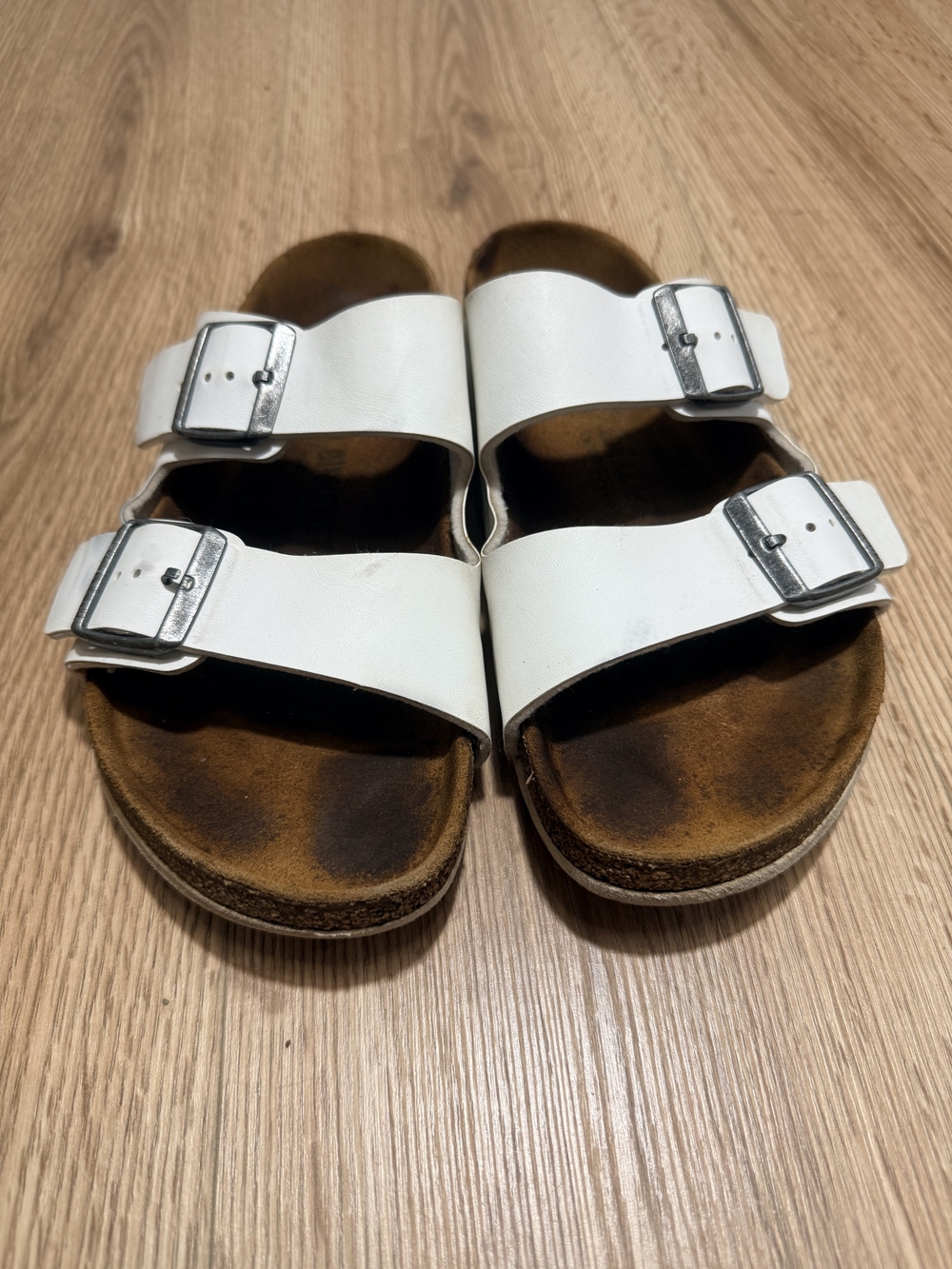 Birkenstock White Double-Strap Buckle Sandals